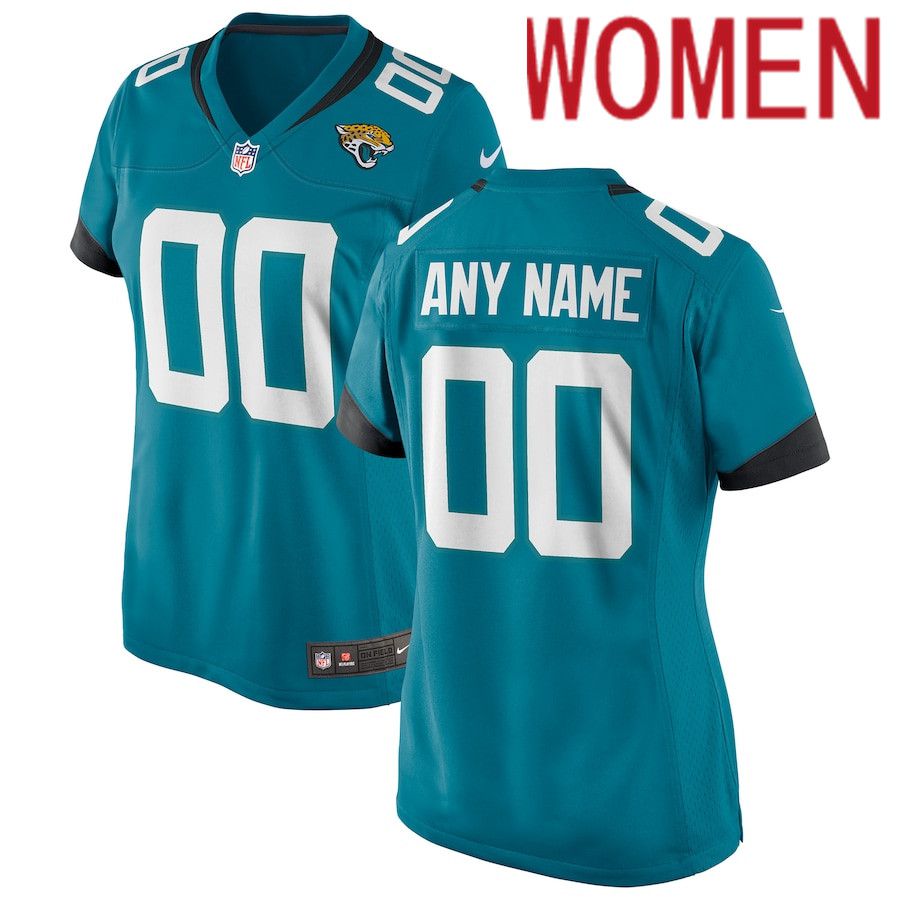 Women Jacksonville Jaguars Nike Teal Alternate Custom NFL Jersey->customized nfl jersey->Custom Jersey